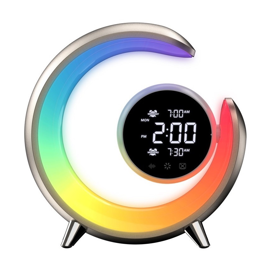 LED RGBW prigušiva stona lampa sa budilnikom PEACOCK LED/20W/5V USB