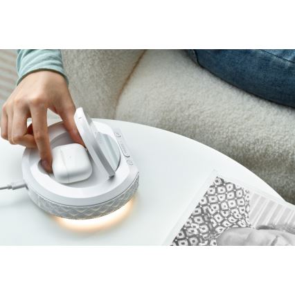 Budilnik sa LCD displejom i Qi bežičnim punjačem 27 W / 9 V, 220 mAh, beo