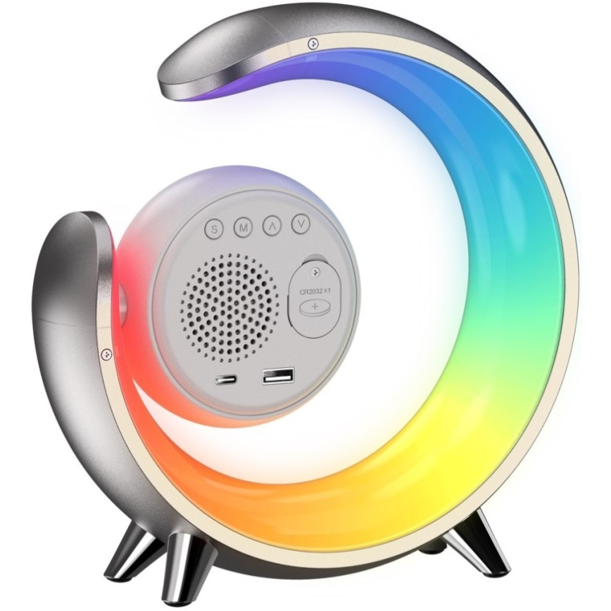 LED RGBW prigušiva stona lampa sa budilnikom LED/20W/5V USB srebrna