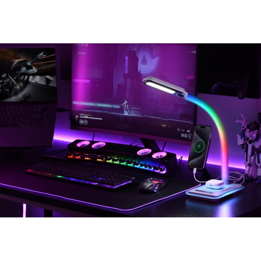 LED RGBW prigušiva stona lampa sa Qi bežičnim punjenjem 30W/230V 3000K/4000K/5000K bela