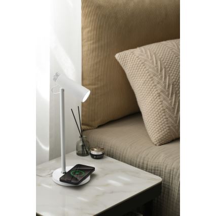 LED prigušiva stona lampa sa bežičnim Qi punjenjem TIT LED/12W/230V bela