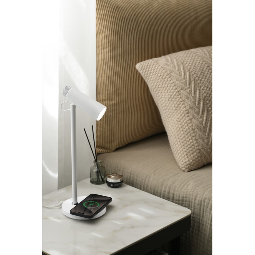LED prigušiva stona lampa sa bežičnim Qi punjenjem TIT LED/12W/230V bela