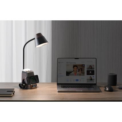 LED+CCT stona lampa, prigušiva, sa bežičnim QI punjenjem IDEAL LED/8W/230V 2700/4000/5000K braon