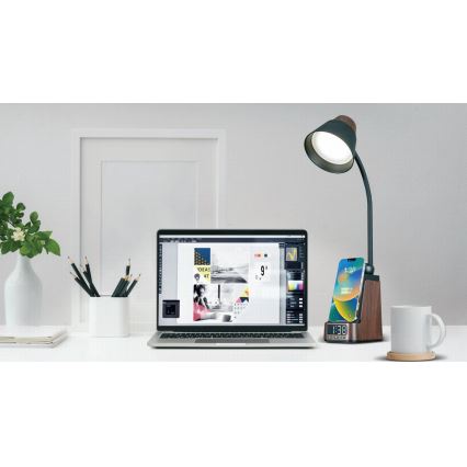 LED+CCT stona lampa, prigušiva, sa bežičnim QI punjenjem IDEAL LED/8W/230V 2700/4000/5000K braon