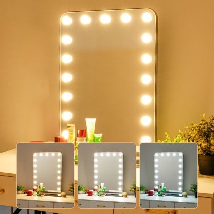 LED prigušiva ogledalo za šminkanje HOLLYWOOD LED/18W/230V 3000/4200/6000K siva