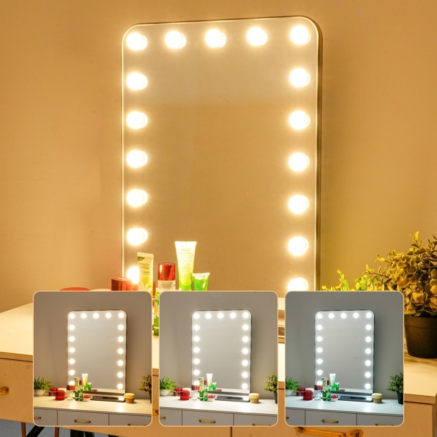 LED prigušiva ogledalo za šminkanje HOLLYWOOD LED/18W/230V 3000/4200/6000K siva