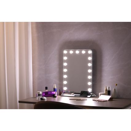 LED prigušiva ogledalo za šminkanje HOLLYWOOD LED/18W/230V 3000/4200/6000K siva