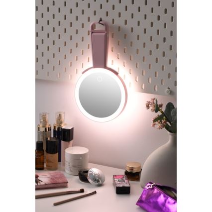 Immax 09102L - LED+CCT prigušiva kozmetičko ogledalo SWEET LED/3W/5V ružičasto