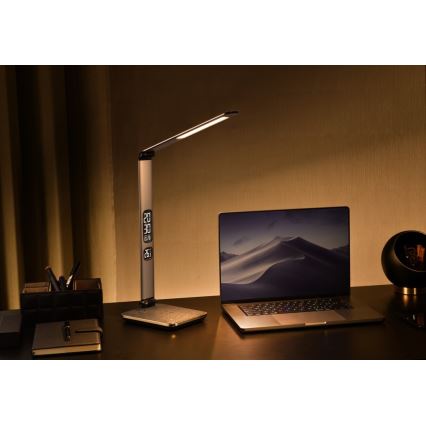 Prigušiva LED stona lampa LED/8,5W/230V sa bežičnim punjenjem, srebrna