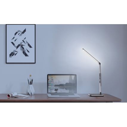 Prigušiva LED stona lampa LED/8,5W/230V sa bežičnim punjenjem, srebrna