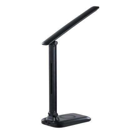LED prigušiva stona lampa sa bežičnim QI punjenjem i USB priključkom LUMI LED/7W/230V, crna