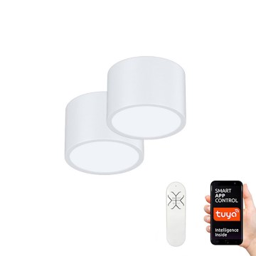 Immax Neo 07024L-15BD - Komplet 2x LED prigušiva plafonska svetiljka RONDATE, bela, 2xLED/12W/230V + daljinski upravljač Tuya