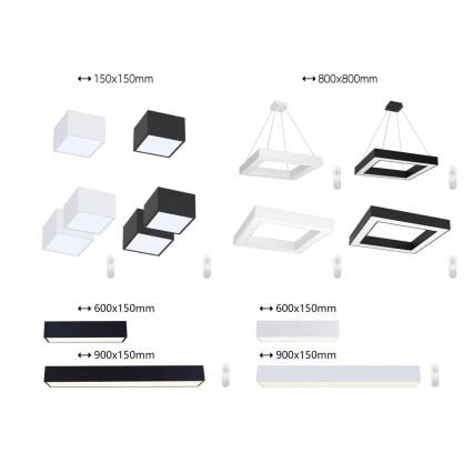 Immax NEO 07074-90 - LED prigušiva plafonsko svetlo CANTO LED/50W/230V crno Tuya + daljinski upravljač