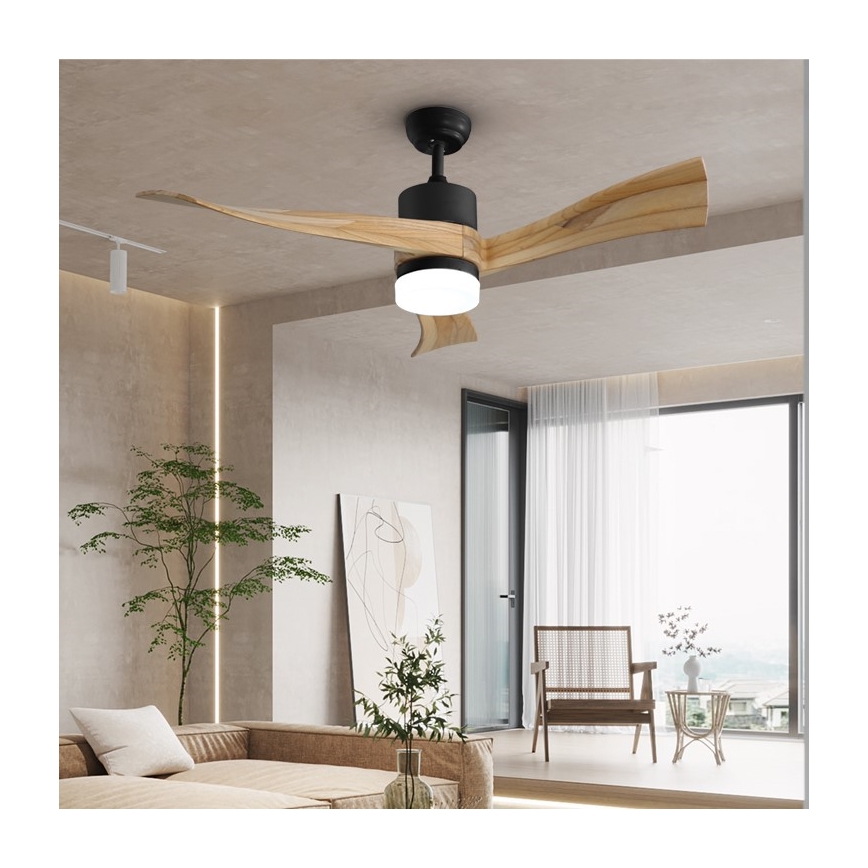 Immax NEO 07136-B - LED plafonski ventilator SOFISTICADO, LED 18W/230V, hrast, Wi‑Fi (Tuya) + daljinski upravljač