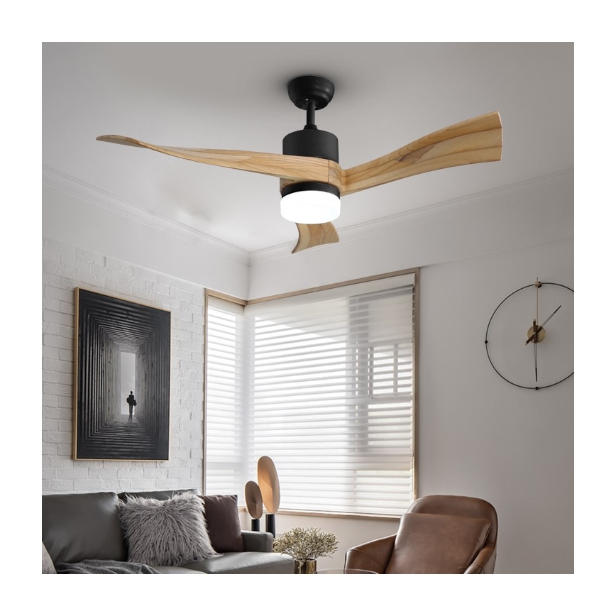 Immax NEO 07136-B - LED plafonski ventilator SOFISTICADO, LED 18W/230V, hrast, Wi‑Fi (Tuya) + daljinski upravljač