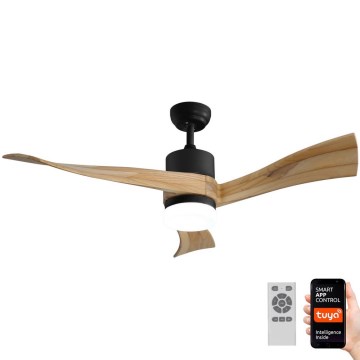 Immax NEO 07136-B - LED plafonski ventilator SOFISTICADO, LED 18W/230V, hrast, Wi‑Fi (Tuya) + daljinski upravljač