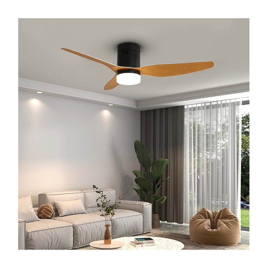 Immax NEO 07142-B - LED stropni ventilator NEO LITE VENTO LED/18W/230V Tuya Wi-Fi crna/drvo + daljinski upravljač