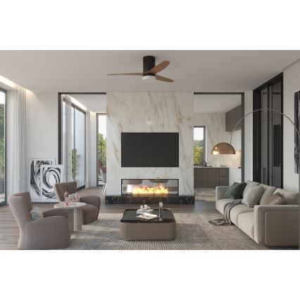 Immax NEO 07142-B - LED stropni ventilator NEO LITE VENTO LED/18W/230V Tuya Wi-Fi crna/drvo + daljinski upravljač