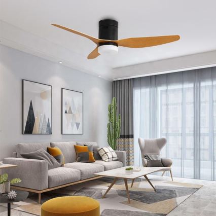 Immax NEO 07142-B - LED stropni ventilator NEO LITE VENTO LED/18W/230V Tuya Wi-Fi crna/drvo + daljinski upravljač