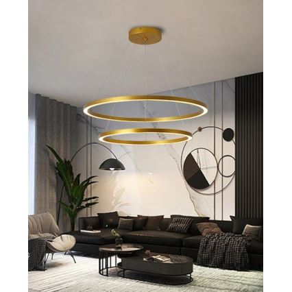 Immax NEO 07159-G80-60 - LED prigušiva luster na sajli FINO LED/93W/230V Tuya zlatna + daljinski upravljač