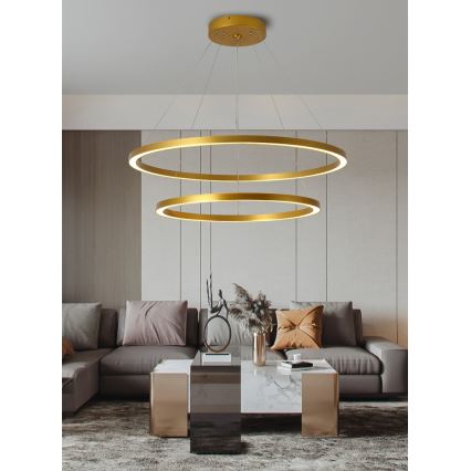 Immax NEO 07159-G80-60 - LED prigušiva luster na sajli FINO LED/93W/230V Tuya zlatna + daljinski upravljač