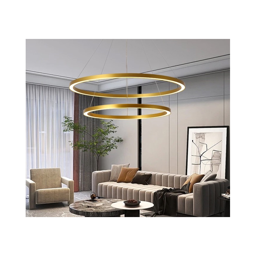 Immax NEO 07159-G80-60 - LED prigušiva luster na sajli FINO LED/93W/230V Tuya zlatna + daljinski upravljač