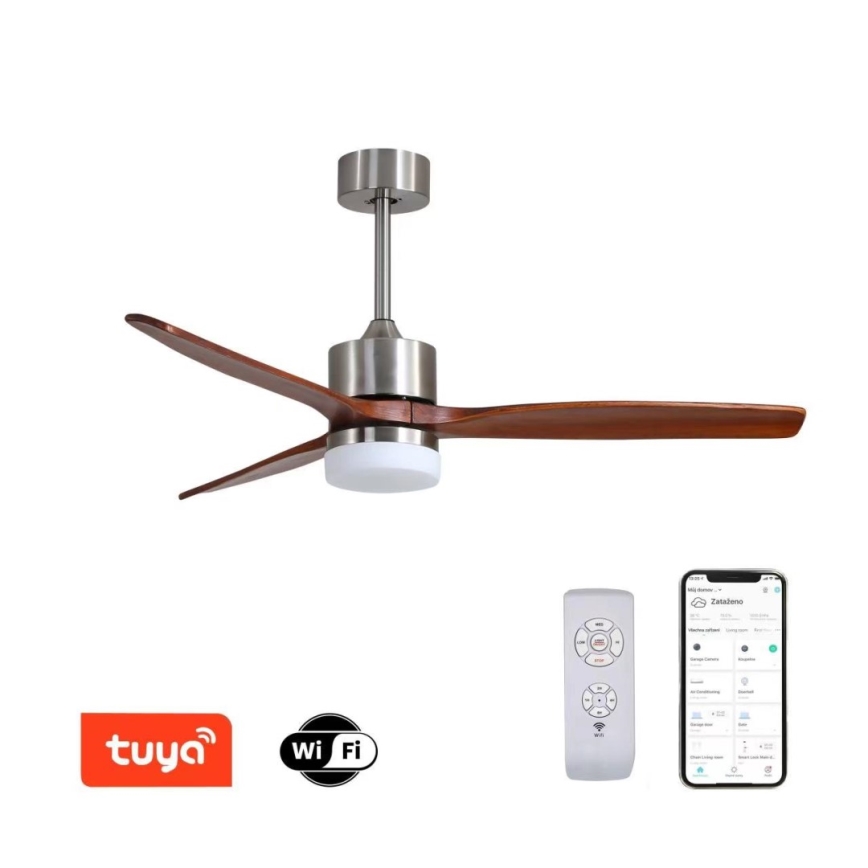 Immax NEO 07165-S - LED plafonski ventilator ELEGANTE LED/18W/230V hrast Wi-Fi Tuya + sa daljinskim upravljačem