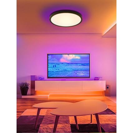 Immax NEO 07166-B40 - LED RGB+CCT prigušiva plafonska svetiljka NEO LITE TUDO LED/50W/230V Wi-Fi Tuya crna + daljinski upravljač