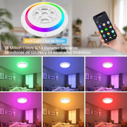 Immax NEO 07166-B40 - LED RGB+CCT prigušiva plafonska svetiljka NEO LITE TUDO LED/50W/230V Wi-Fi Tuya crna + daljinski upravljač