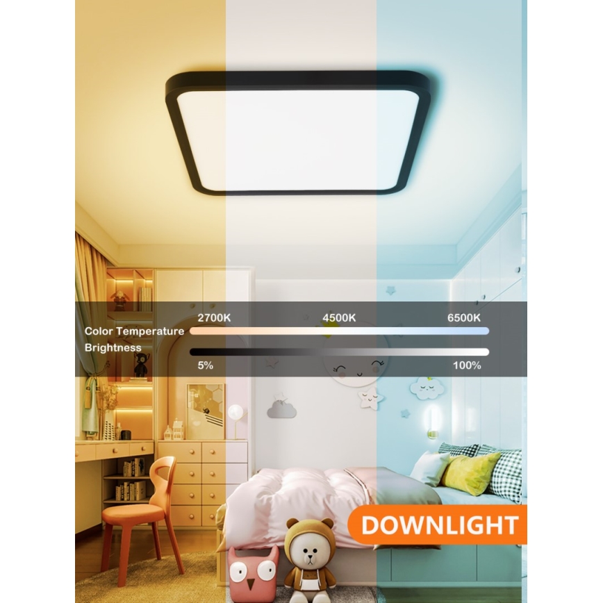 Immax NEO 07167-B40 - LED RGB+CCT prigušiva plafonsko svetlo NEO LITE TUDO LED/50W/230V Wi-Fi Tuya crna + daljinski upravljač