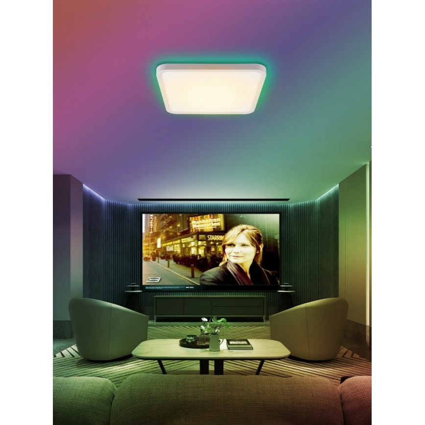 Immax NEO 07168-W40 - LED RGB+CCT prigušiva stropna svetiljka NEO LITE TUDO LED/50W/230V Wi-Fi Tuya bela + daljinski upravljač