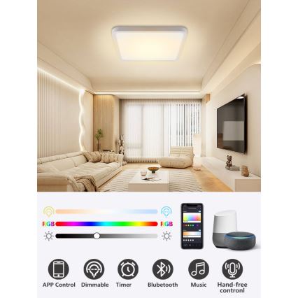 Immax NEO 07168-W40 - LED RGB+CCT prigušiva stropna svetiljka NEO LITE TUDO LED/50W/230V Wi-Fi Tuya bela + daljinski upravljač