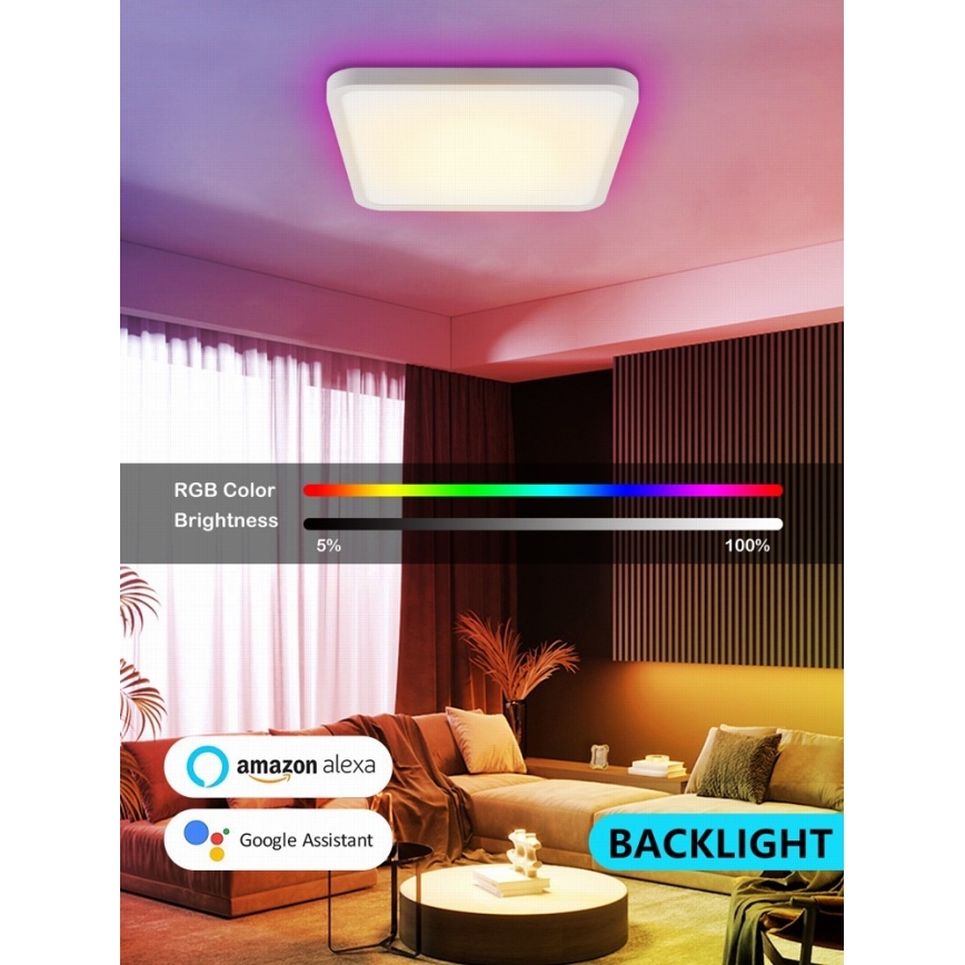 Immax NEO 07168-W40 - LED RGB+CCT prigušiva stropna svetiljka NEO LITE TUDO LED/50W/230V Wi-Fi Tuya bela + daljinski upravljač