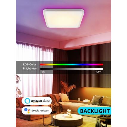 Immax NEO 07168-W40 - LED RGB+CCT prigušiva stropna svetiljka NEO LITE TUDO LED/50W/230V Wi-Fi Tuya bela + daljinski upravljač