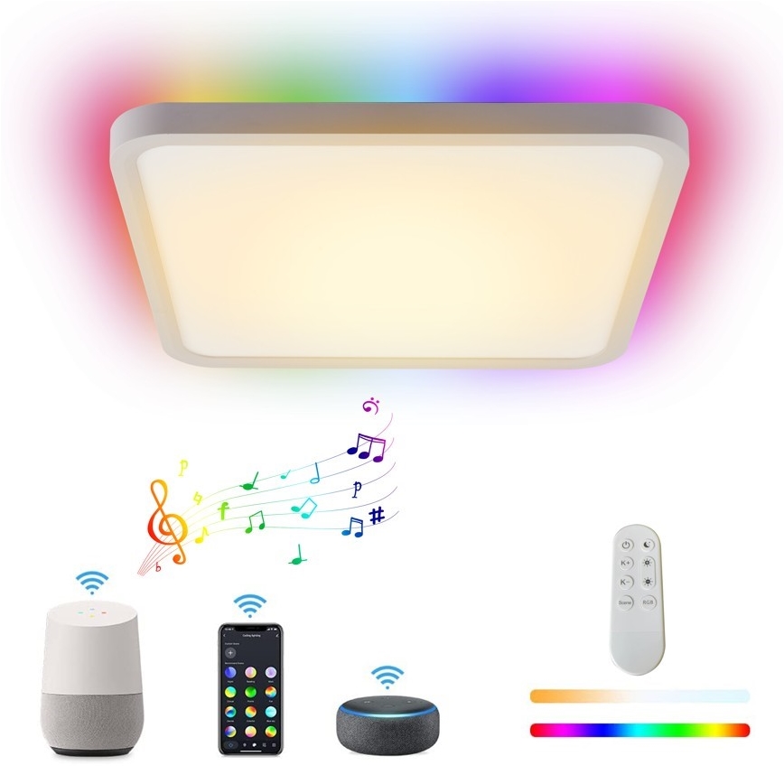 Immax NEO 07168-W40 - LED RGB+CCT prigušiva stropna svetiljka NEO LITE TUDO LED/50W/230V Wi-Fi Tuya bela + daljinski upravljač