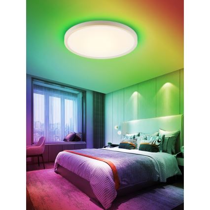 Immax NEO 07169-W60 - LED RGB+CCT prigušiva plafonska svetiljka NEO LITE TUDO 65W/230V 2700-6500K Wi-Fi Tuya + daljinski upravljač bela