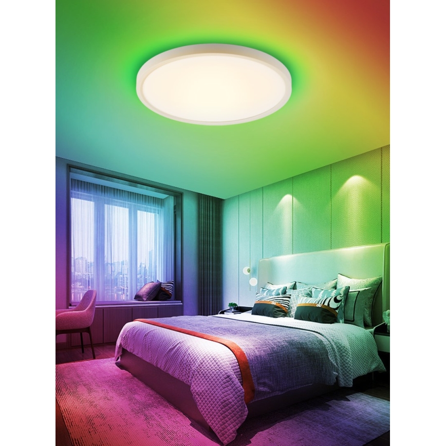 Immax NEO 07169-W60 - LED RGB+CCT prigušiva plafonska svetiljka NEO LITE TUDO 65W/230V 2700-6500K Wi-Fi Tuya + daljinski upravljač bela