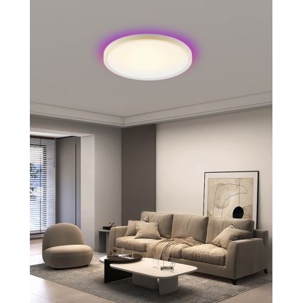 Immax NEO 07169-W60 - LED RGB+CCT prigušiva plafonska svetiljka NEO LITE TUDO 65W/230V 2700-6500K Wi-Fi Tuya + daljinski upravljač bela