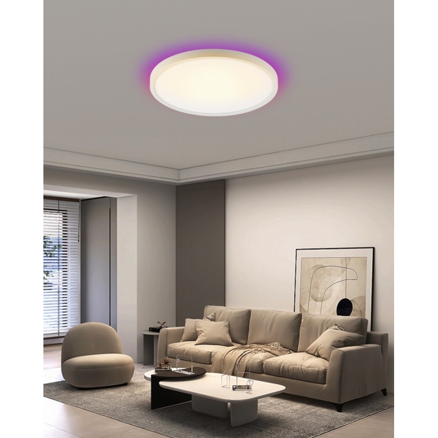 Immax NEO 07169-W60 - LED RGB+CCT prigušiva plafonska svetiljka NEO LITE TUDO 65W/230V 2700-6500K Wi-Fi Tuya + daljinski upravljač bela