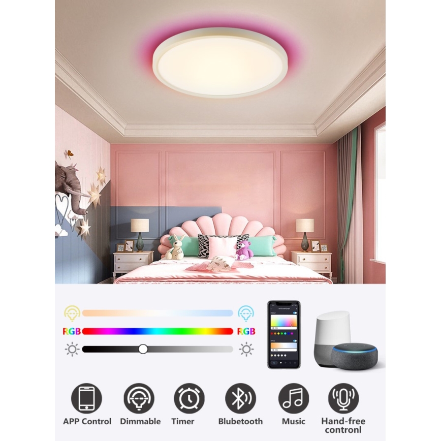 Immax NEO 07169-W60 - LED RGB+CCT prigušiva plafonska svetiljka NEO LITE TUDO 65W/230V 2700-6500K Wi-Fi Tuya + daljinski upravljač bela