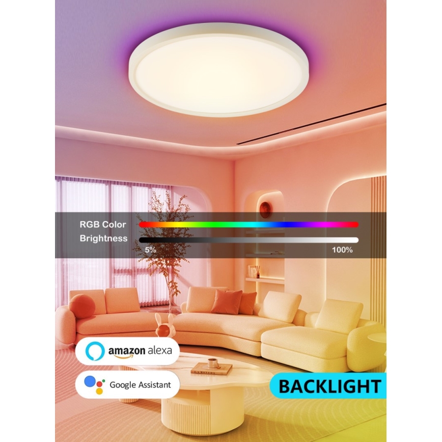 Immax NEO 07169-W60 - LED RGB+CCT prigušiva plafonska svetiljka NEO LITE TUDO 65W/230V 2700-6500K Wi-Fi Tuya + daljinski upravljač bela