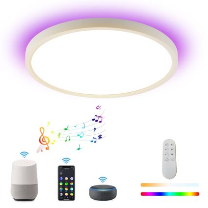 Immax NEO 07169-W60 - LED RGB+CCT prigušiva plafonska svetiljka NEO LITE TUDO 65W/230V 2700-6500K Wi-Fi Tuya + daljinski upravljač bela