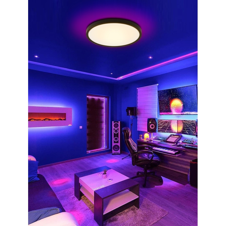 Immax NEO 07170-B60 - LED RGB+CCT prigušiva plafonska svetiljka NEO LITE TUDO LED/65W/230V 2700-6500K Wi-Fi Tuya crna + daljinski upravljač