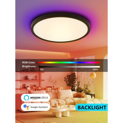 Immax NEO 07170-B60 - LED RGB+CCT prigušiva plafonska svetiljka NEO LITE TUDO LED/65W/230V 2700-6500K Wi-Fi Tuya crna + daljinski upravljač