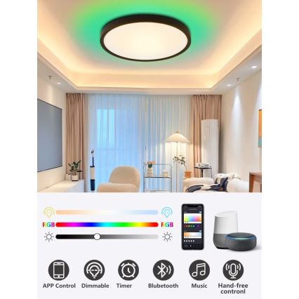 Immax NEO 07170-B60 - LED RGB+CCT prigušiva plafonska svetiljka NEO LITE TUDO LED/65W/230V 2700-6500K Wi-Fi Tuya crna + daljinski upravljač