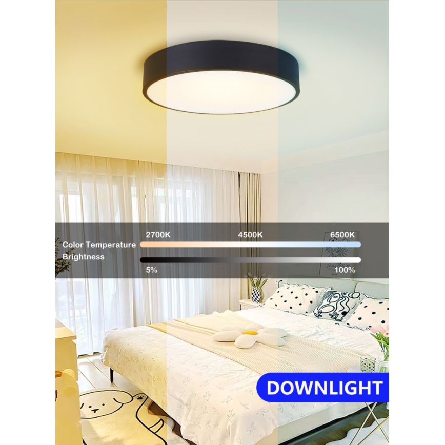 Immax NEO 07201L - LED prigušiva plafonsko svetlo RONDATE LED/28W/230V crna Tuya + daljinski upravljač