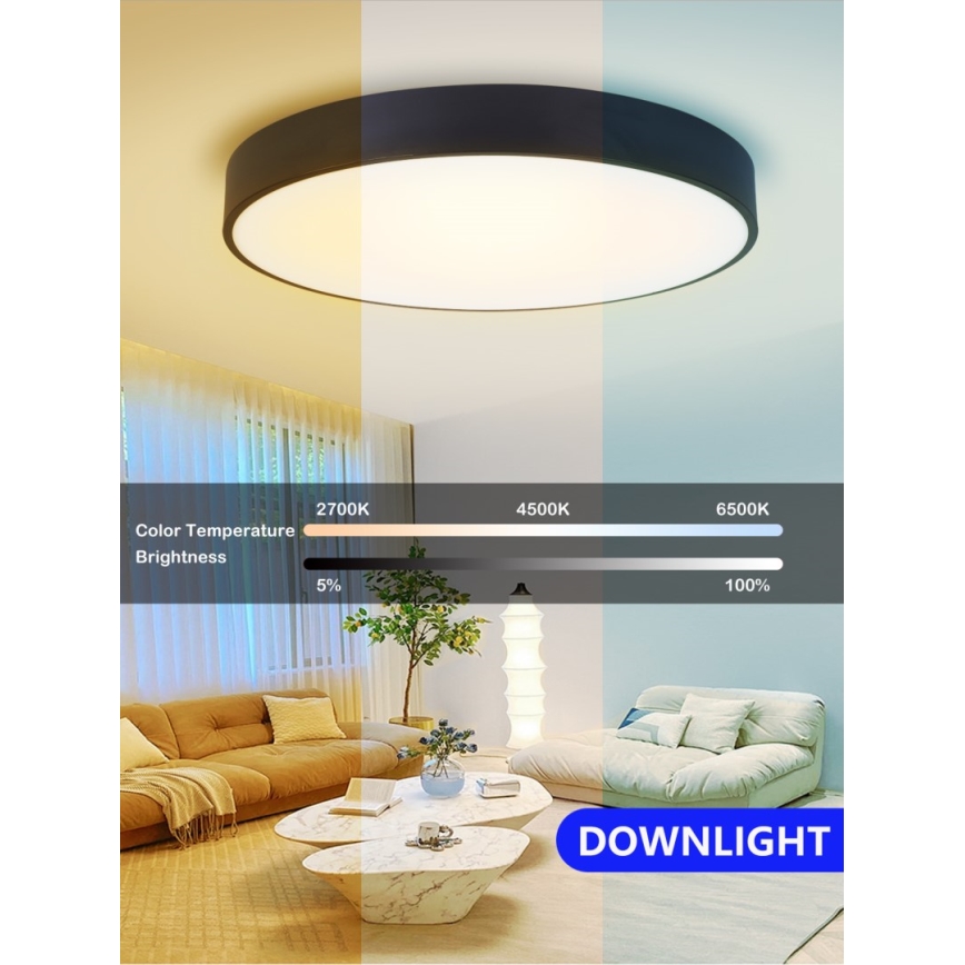 Immax NEO 07203L-LED prigušiva plafonska svetiljka RONDATE 65W/230V 3000-6000K Tuya crna + daljinski upravljač