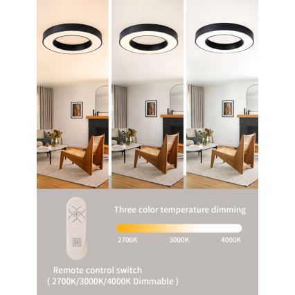 Immax NEO 07209L - prigušiva LED stropna svetiljka PASTEL LED/53W/230V 60 cm crna Tuya + daljinski upravljač