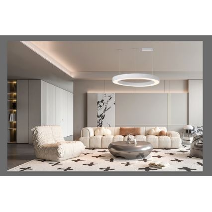 Immax NEO 07214L - LED prigušiva luster na sajli PASTEL LED/68W/230V 2700-6500K beo 95 cm Tuya + sa daljinskim upravljačem