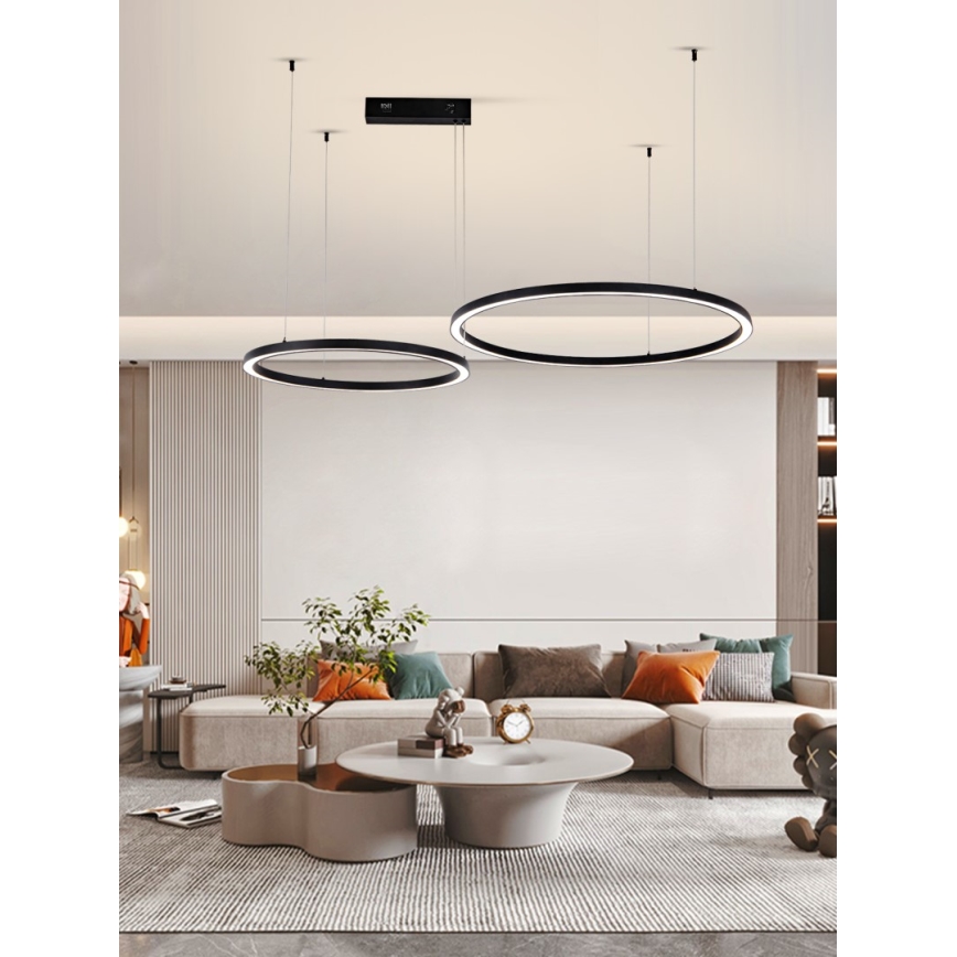 Immax NEO 07216L - LED prigušiva luster na sajli FINO LED/93W/230V 60/80cm crna Tuya + daljinski upravljač